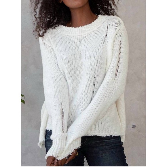 Wooden Ships Tops - Wooden Ships Distressed Crew‎ in Pure Snow Size S/M